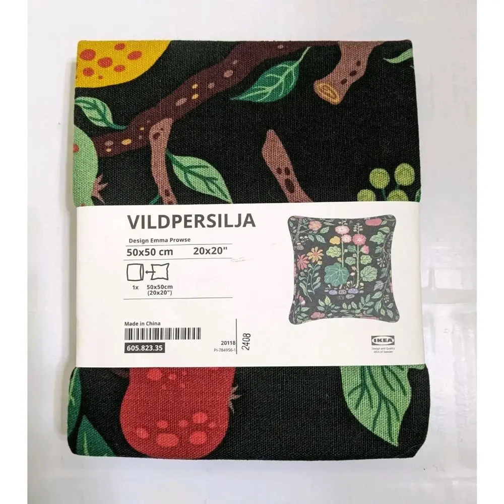 IKEA VILDPERSILJA Black & Green Multicolor Floral Pillow Cover 20